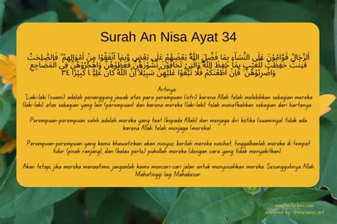 Surah An Nisa Ayat Arab Latin Artinya Tentang Hukum Nusyuz Seperti