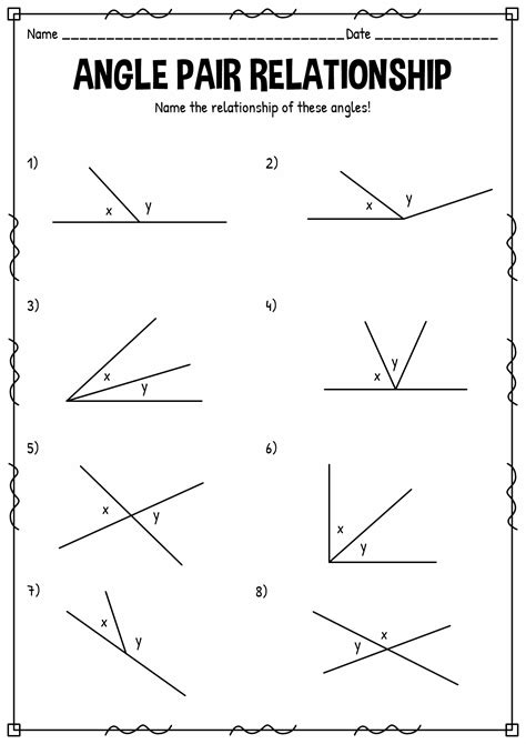 Name That Angle Pair Worksheet Printable Computer Tools