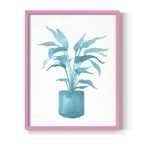 Watercolor House Plant Iv Framed Print In Pink Solid Wood 11 X 14