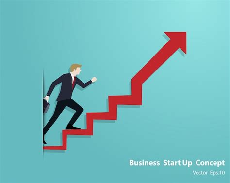 Premium Vector Businessman Walk Up On Arrow Staircase Go To Success