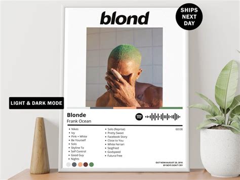 Frank Ocean Blonde Tracklist Poster Album Art Print Etsy Uk