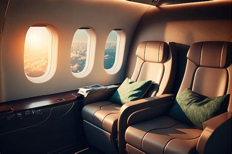 Premium Photo Interior Of Luxurious Private Jet With Leather Seats