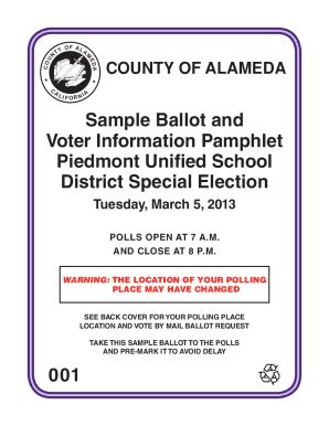 Fillable Online Sample Ballot And Voter Information Pamphlet Piedmont