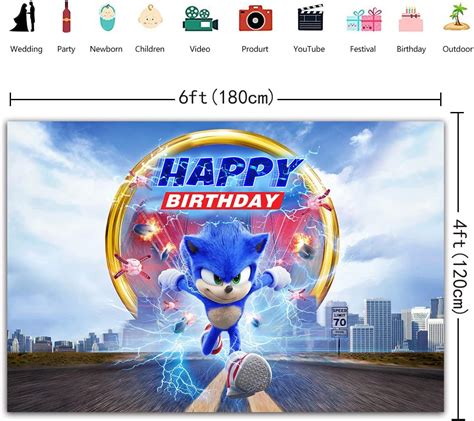 Buy Blue Hedgehog Happy Birthday Backdrop City Scape View Movie