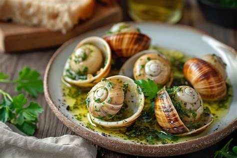 Premium Photo A Plate Of Escargots De Bourgogne A Traditional French