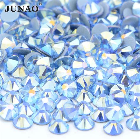 JUNAO SS16 SS20 SS30 Sapphire AB Hotfix Glass Rhinestone Flatback Iron