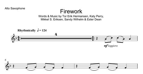 Firework Alto Sax Solo Print Sheet Music Now