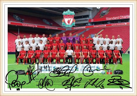 Steven Gerrard And The Liverpool Football Team Signed Autographed A4