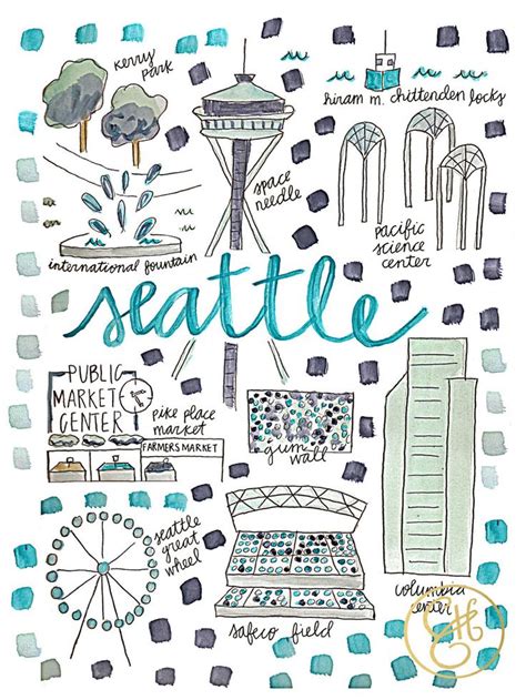 Seattle Map Print | Seattle map, Map print, Illustrated map