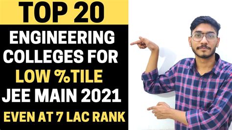 Top 20 Engineering Colleges For Low Percentile Low Score In JEE MAIN