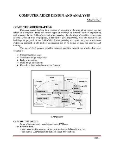 CAD Module 1 Lecture Notes Computer Aided Design And Analysis