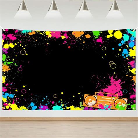 Glow Neon Party Backdrop Lets Glow Splatter Photo Background