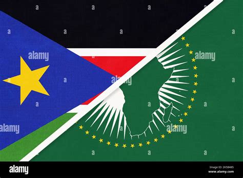 African Union And South Sudan National Flag From Textile Africa