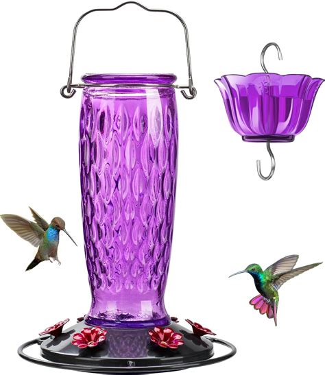 Kingsyard Glass Hummingbirds Feeder For Outside Hanging Nectar Bird