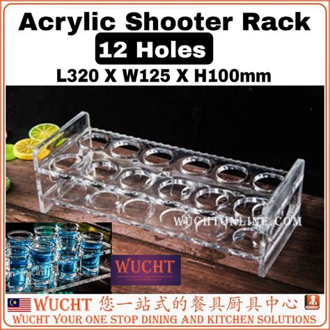 【wucht】12 Holes Acrylic Shooter Rack Clear Acrylic Shot Glass Holder Rack Bar Ware Whisky Cup