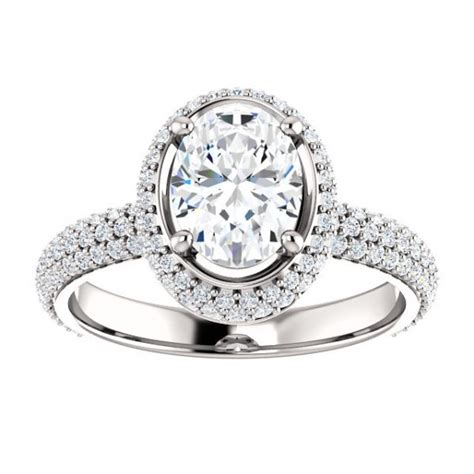 Oval Pave Halo Diamond Engagement Ring Setting Donna Jewelry Co