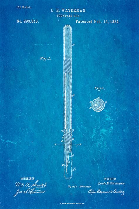 Waterman Fountain Pen Patent Art Blueprint Photograph By Ian Monk