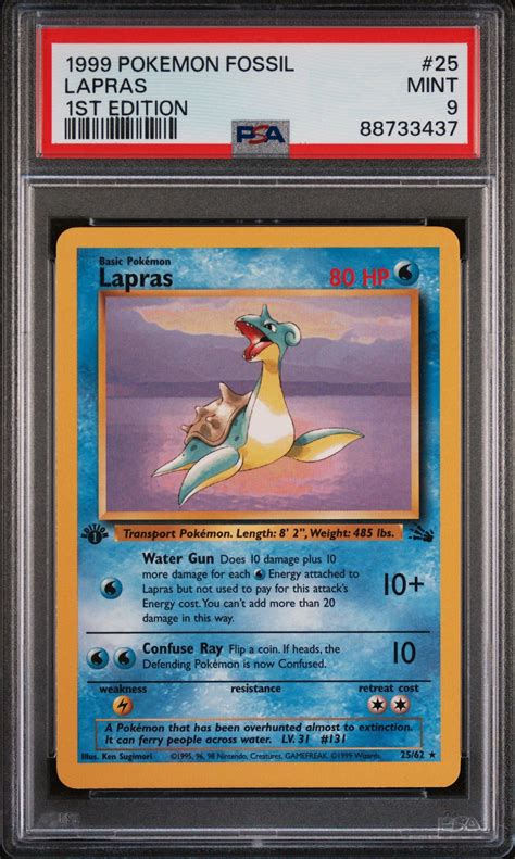 1999 Pokemon Fossil 25 Lapras PSA 9 GameStop