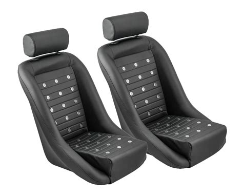 Retro Classic Vintage Racing Bucket Seats Pvc With Sliders Pair