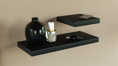 Matte Black Floating Shelves 600and250 Double Deal The Shelving Shop