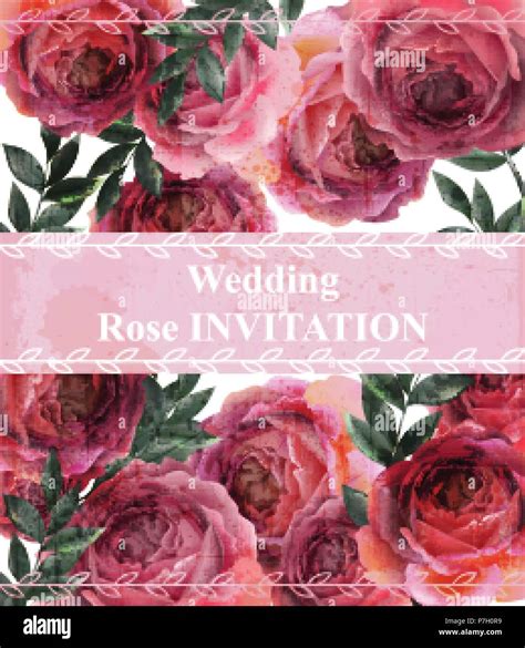 Invitación De Boda Vintage Roses Vector De Fondo Tarjeta Floral Decoración Retro Imagen Vector