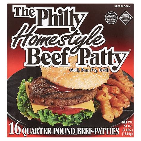 The Philly Homestyle Beef Patty Quarter Pound Beef Patties 16 Count