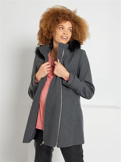 Manteau Capuche Grossesse Style Lainage Gris Kiabi