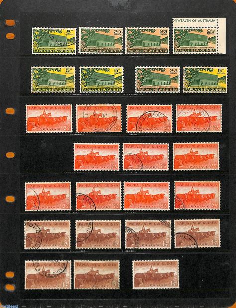 Stamp 1952 Papua New Guinea 2 Pages With Stamps O High Catalogue