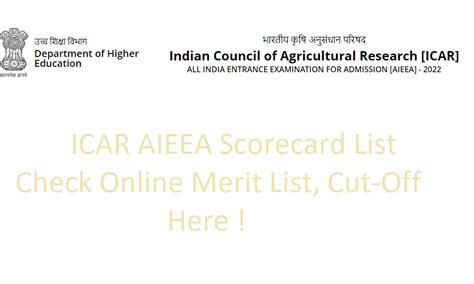 Icar Aieea Result Here Nta Rank List Score Card List