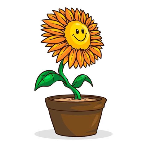 Illustration De Dessin Anim De Tournesol Dessin La Main Vecteur