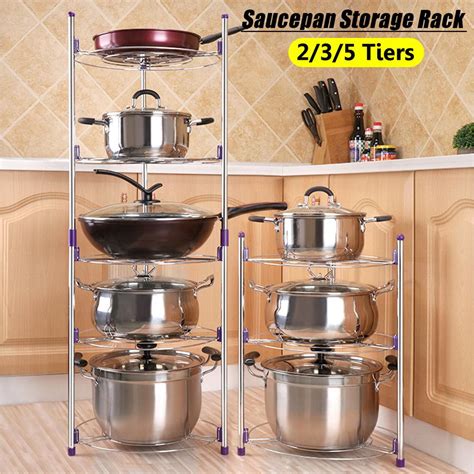 Buy 2 3 5 Tiers Saucepan Frying Pan Pot Storage Rack Shelf Stand