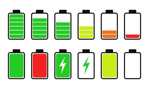 Battery Charge Status Set Collection Icon Phone Battery Energy Levels