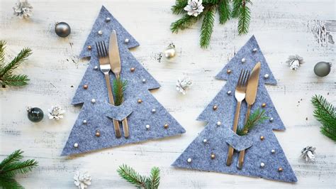 DIY un range couverts en forme de sapin en feutrine pour Noël