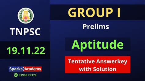 Tnpsc Group 1 Answerkey Aptitude Maths With Explanation Sparks