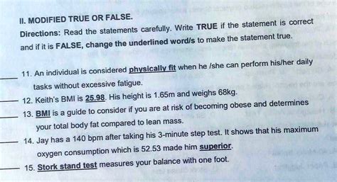 Ii Modified True Or False Directions Read The Statements Carefully