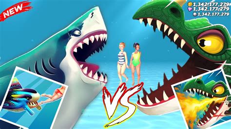 Hungry Shark World All Sharks And And Skin Unlocked Hungry Shark World Vs Hungry Dragon Youtube