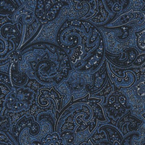 Dark Blue Jacobean Flower Ornament Fabric By Robert Kaufman Modes4u