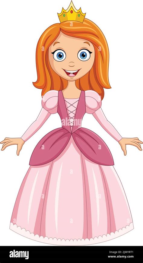 Cartoon Beautiful Princess In Pink Dress Stock Vector Image And Art Alamy