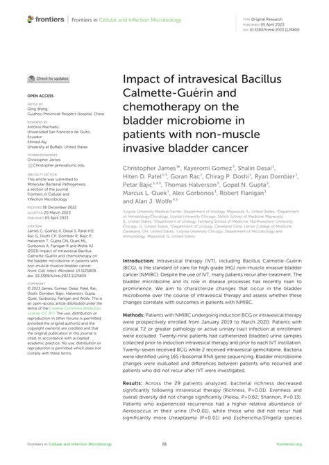 Pdf Impact Of Intravesical Bacillus Calmette Guérin And Chemotherapy