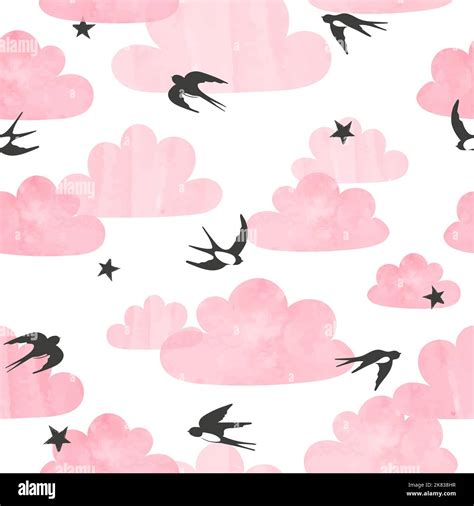 Swallow Flying Clouds Stock Vector Images Alamy