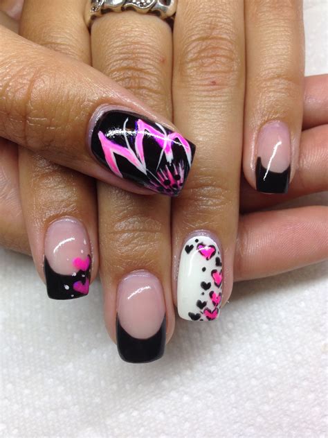 Gel Nails With Hand Drawn Design By Melissa Fox