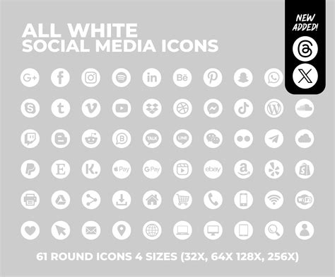 All White Social Media Icons Bundle Over 732 Social Media Icons Website Icons Blog Icons