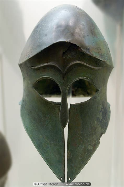 Photo Of Corinthian Style Bronze Helmet Archaeological Museum Olympia