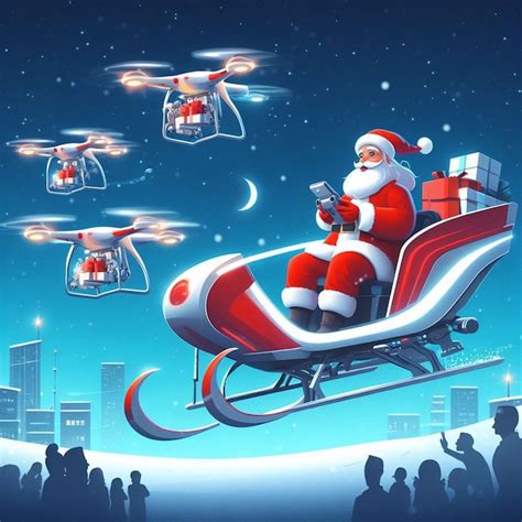 Premium AI Image | Santa Claus riding a hightech sleigh powered by ...