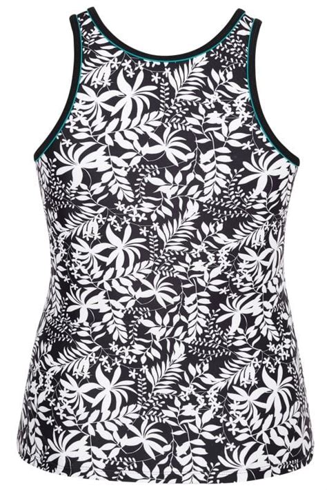 Plus Size Black And White Leaf Tankini Top Sizes 16 To 36 Yours Clothing