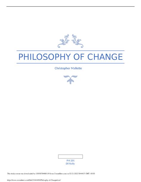 Solution Philosphy Of Change Docx Studypool