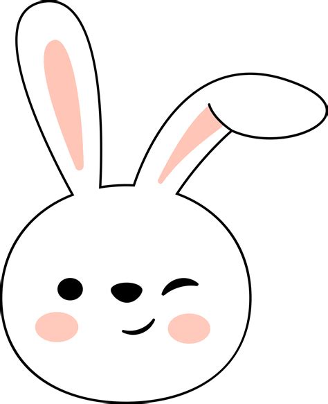 Cute Rabbit Happy Face Character Png