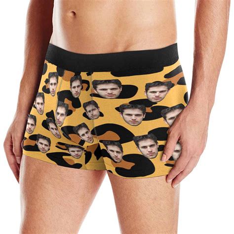 Custom Face On Men S Boxer Briefs Personalized Yellow Etsy