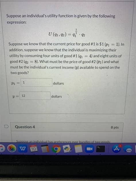 Solved Suppose An Individual S Utility Function Is Given By Chegg