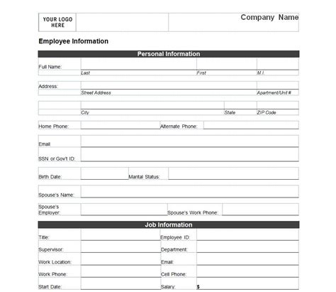 Free Printable Employee Information Form